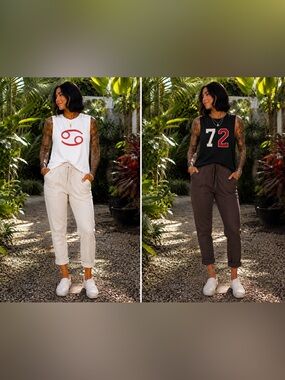 ✨Bundle ✨Soma 24/7 Cotton Terry Cropped Pants Bundle Oatmeal + Charcoal